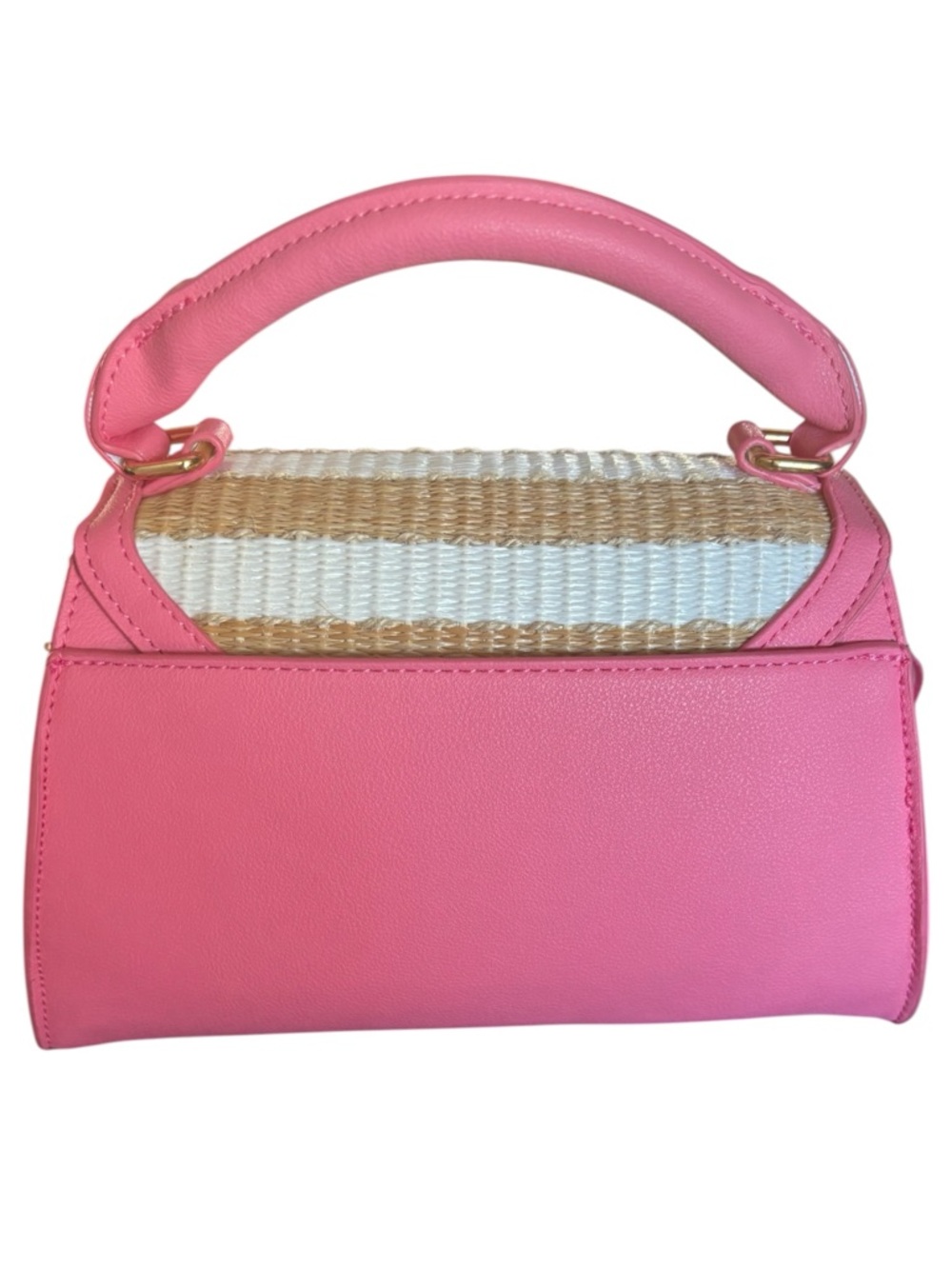 Juicy Couture Straw & Pink Crossbody Bag/Purse Adjustable Logo Strap Summer Chic - Picture 8 of 13